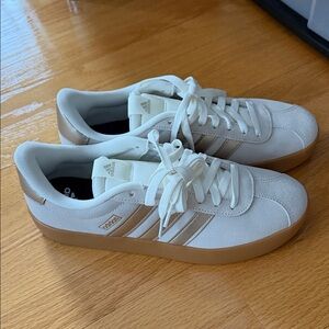 Adidas Women's Cream and Tan Sneakers